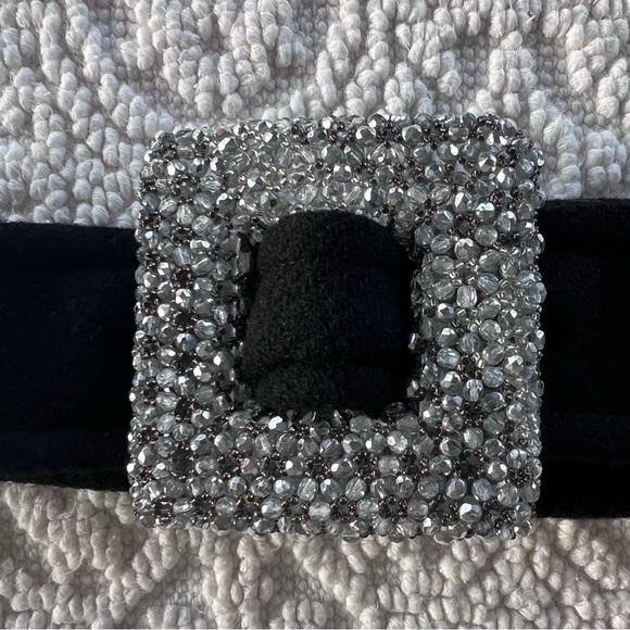 María Calderara Belt Crystal Buckle Black 100% Wool Waist main image 5